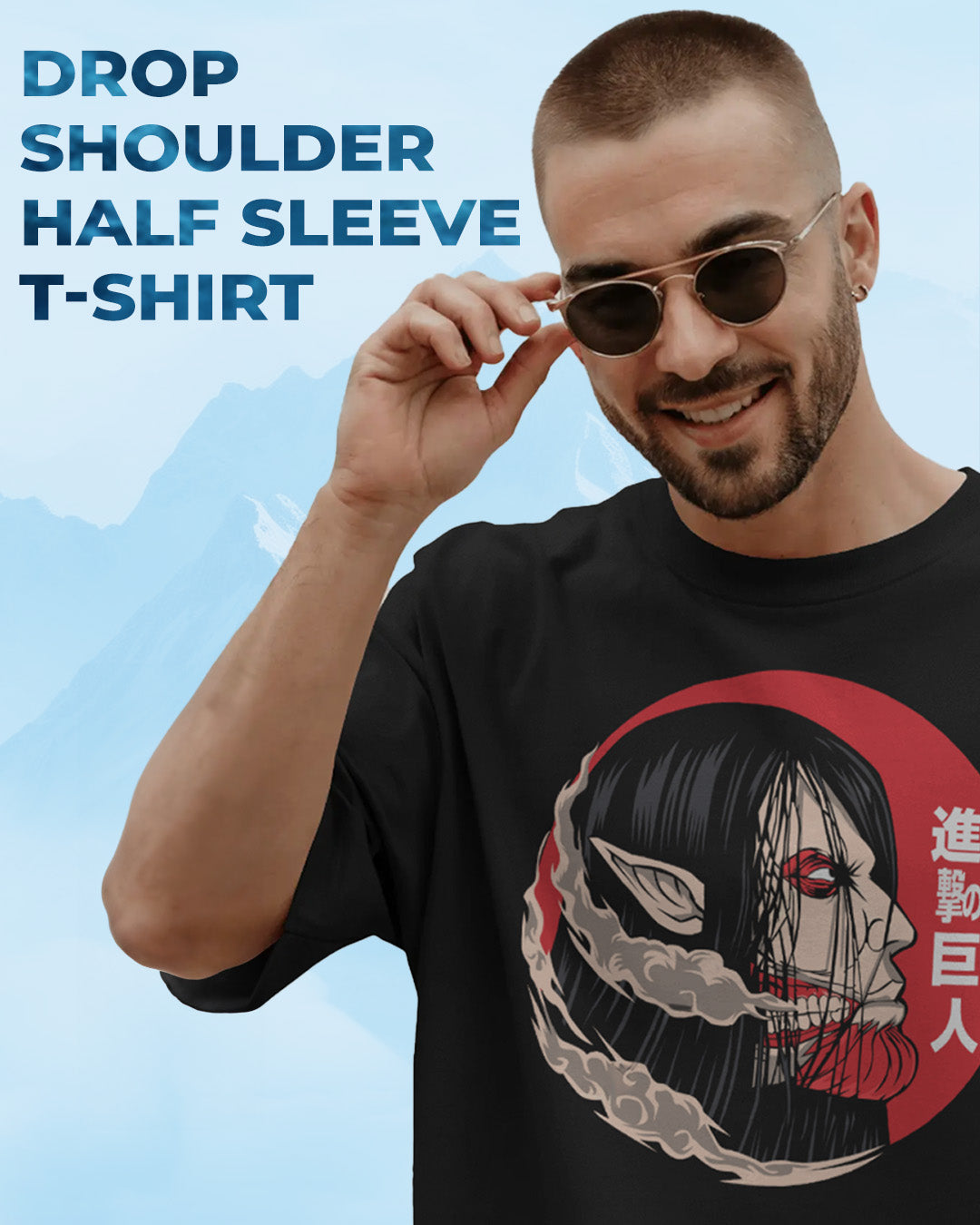 Drop Shoulder Sleeves Printed T-Shirts