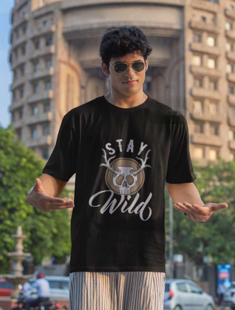 Stay Wild Men Black Tshirt