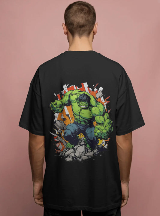 Back Printed Drop-Shoulder Sleeves Relaxed Fil Black T-Shirt