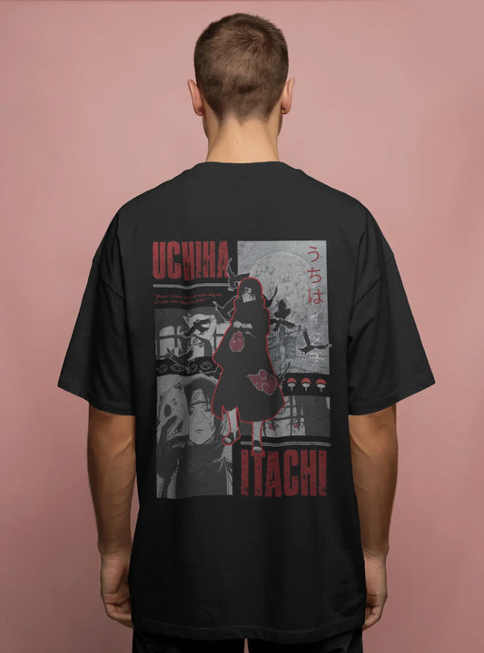 Back Printed Drop-Shoulder Sleeves Relaxed Fil Black T-Shirt