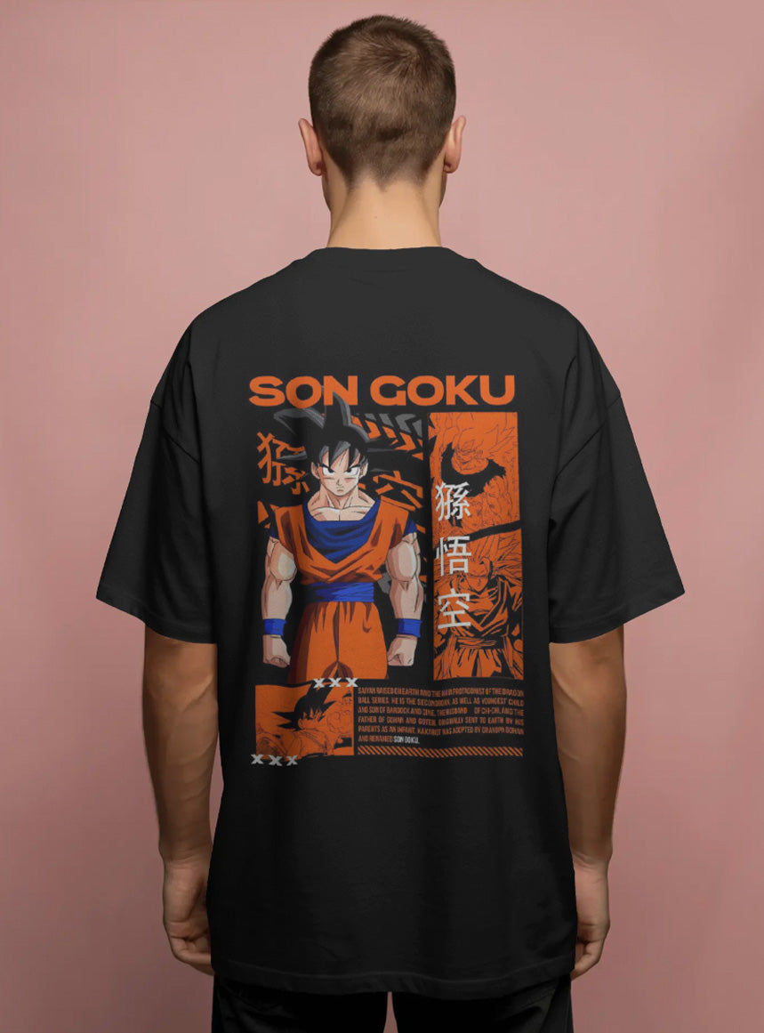 Back Printed Drop-Shoulder Sleeves Relaxed Fil Black T-Shirt