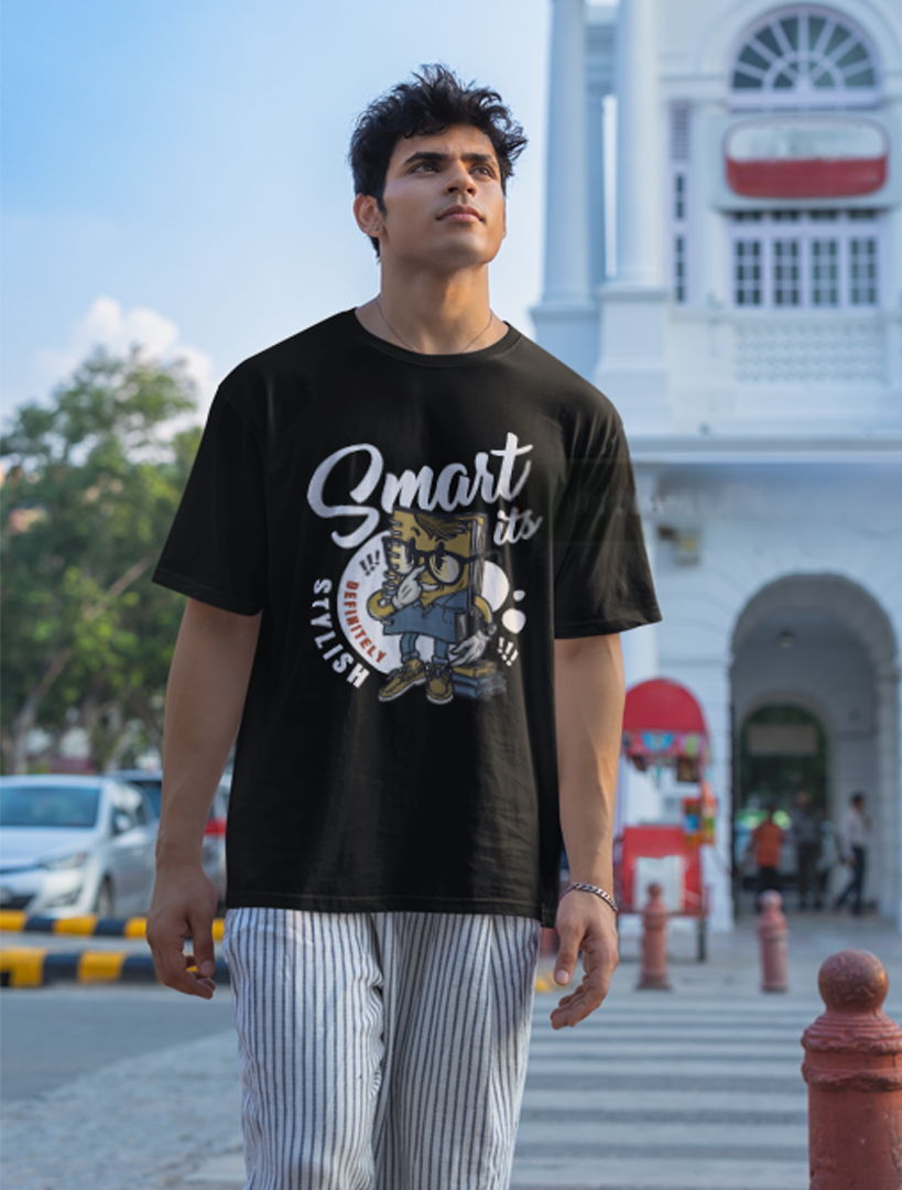 Stylish Smart Black Regular Fit Tshirt