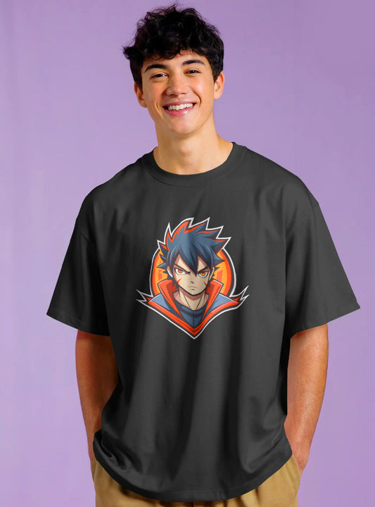 Anime Printed Drop-Shoulder Sleeves Relaxed T-Shirt