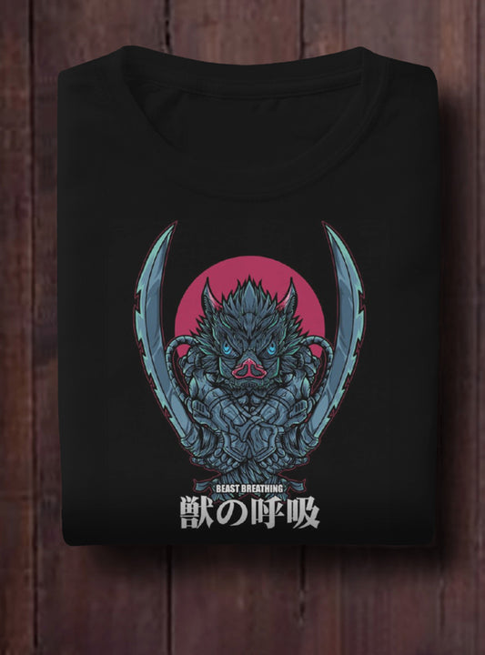 Beast Breathing Drop-Shoulder Sleeves Relaxed Fil Black T-Shirt