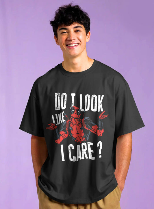 Deadpool Printed Drop-Shoulder Sleeves Relaxed Fil Black T-Shirt