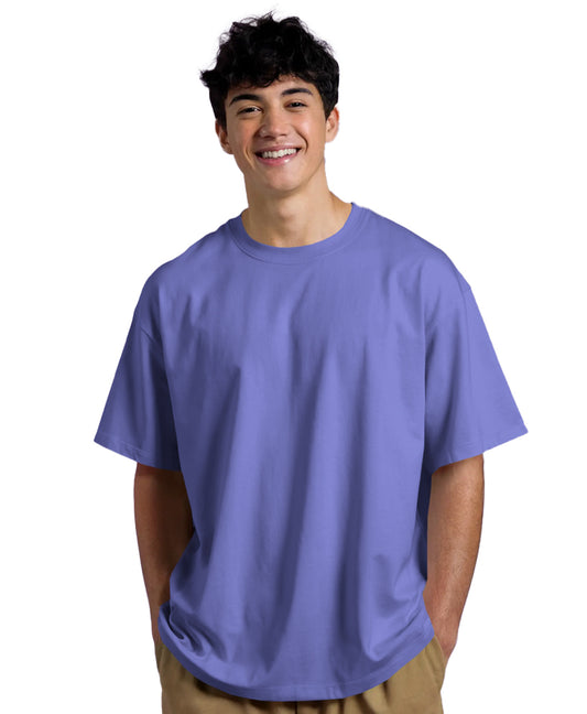 French Terry Cotton Lavender Drop Shoulder Slvees Relaxed fit Tshirt