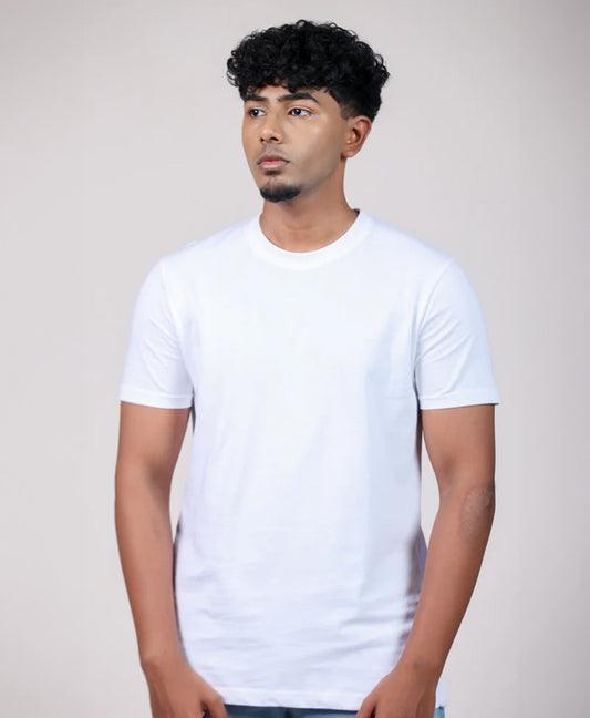 Sinker Cotton Plain White Tshirt