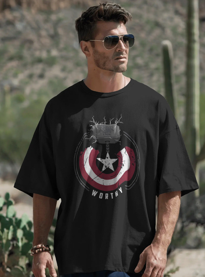 Thor Drop-Shoulder Sleeves Relaxed Fil Black T-Shirt