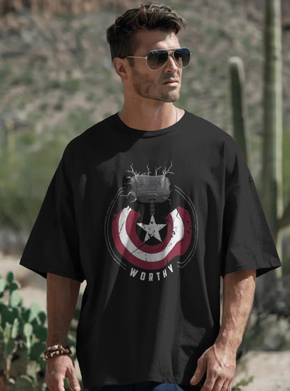 Thor Drop-Shoulder Sleeves Relaxed Fil Black T-Shirt