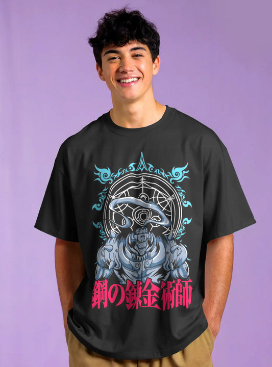 Anime Printed Drop-Shoulder Sleeves Relaxed T-Shirt