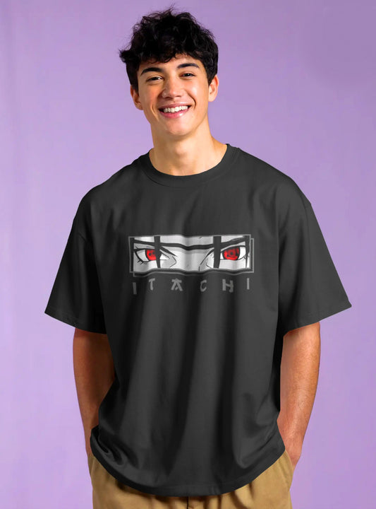 Anime Printed Drop-Shoulder Sleeves Relaxed Fil Black T-Shirt