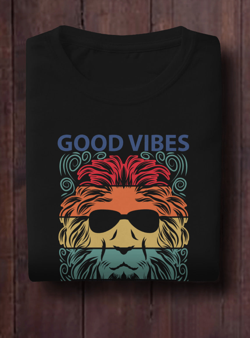 Good Vibes Drop-Shoulder Relaxed Fil Black & White T-Shirt