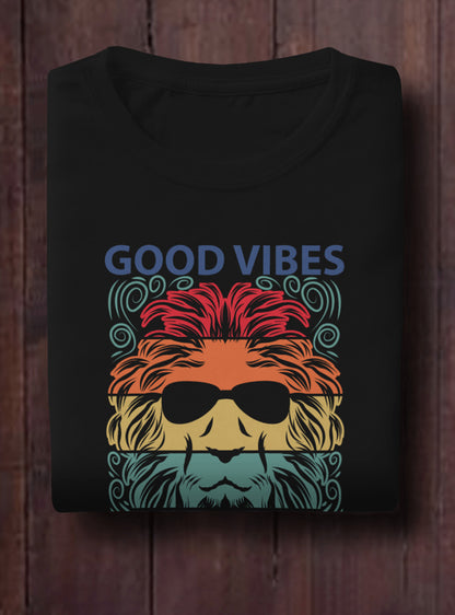 Good Vibes Drop-Shoulder Relaxed Fil Black & White T-Shirt